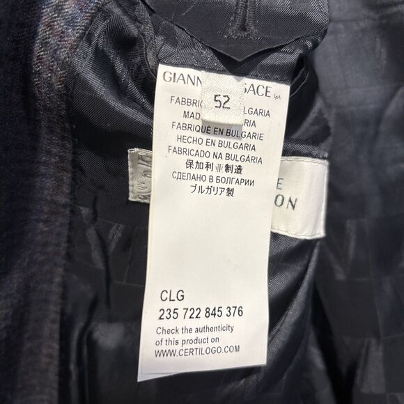Versace Collection Sport Coat Blazer Jacket Navy Check Size 52 US 42 Virgin Wool - Picture 16 of 16